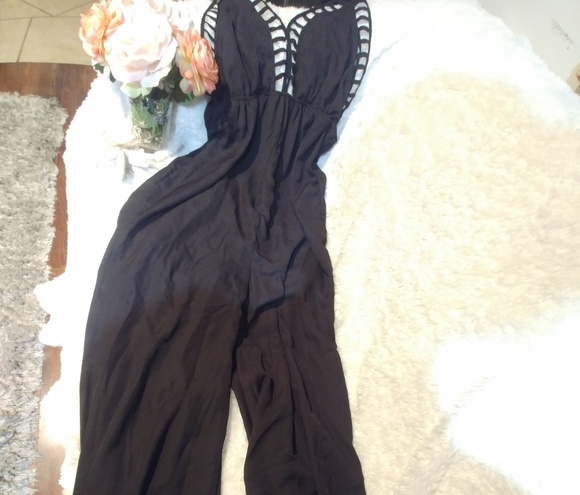 San Joy Black Jumpsuit Pants Romper Large - Picture 2 of 8